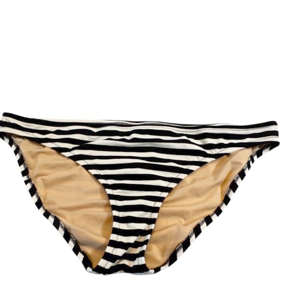 J.Crew‎ Black White Striped Bikini Bottom Swim H5411 Large NWT